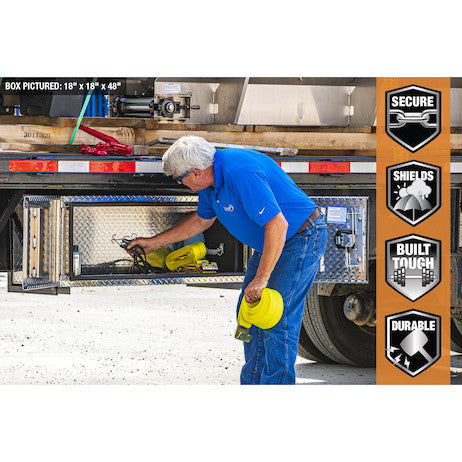 Load image into Gallery viewer, 18x18x36 Inch Diamond Tread Aluminum Underbody Truck Box - Double Barn Door, 3-Point Compression Latch