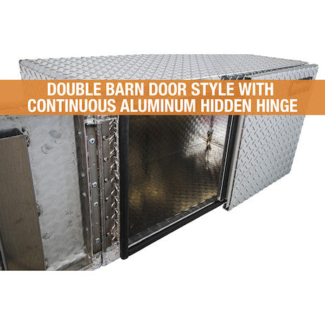 18x18x36 Inch Diamond Tread Aluminum Underbody Truck Box - Double Barn Door, 3-Point Compression Latch