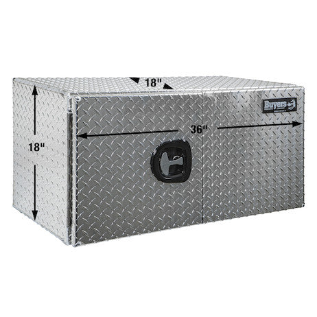 Load image into Gallery viewer, 18x18x36 Inch Diamond Tread Aluminum Underbody Truck Box - Double Barn Door, 3-Point Compression Latch