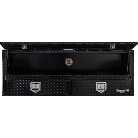 Load image into Gallery viewer, GLOSS BLACK DIAMOND TREAD ALUMINUM PICK-UP TRUCK CONTRACTOR WITH LOWER DRAWERS TOPSIDER TRUCK TOOL BOX SERIES