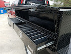 Load image into Gallery viewer, GLOSS BLACK DIAMOND TREAD ALUMINUM PICK-UP TRUCK CONTRACTOR WITH LOWER DRAWERS TOPSIDER TRUCK TOOL BOX SERIES