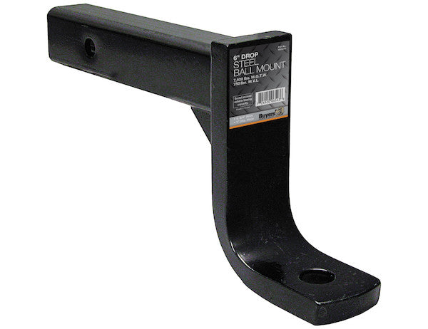 Load image into Gallery viewer, 2 Inch Ball Mount With 6 Inch Drop x 10 Inch Long Tube Black