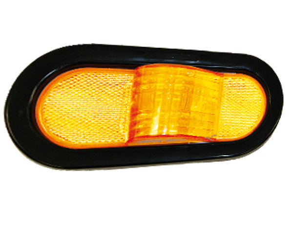 Load image into Gallery viewer, 6 Inch Amber Oval Mid-Turn Signal-Side Marker Light Kit with 9 LEDs (PL-3 Connection, Includes Grommet and Plug)