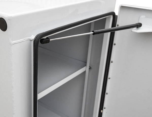 Load image into Gallery viewer, GLOSS WHITE STEEL STRAIGHT SIDE BACKPACK TRUCK TOOL BOX SERIES WITH FLAT FLOOR AND ADJUSTABLE SHELVING