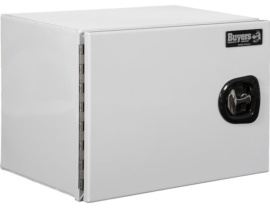 18x18x24 Inch White Smooth Aluminum Underbody Truck Tool Box - Single Barn Door, Compression Latch - 1706800 - Buyers Products