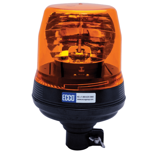 Rotating Beacon: Low profile, 12VDC, 160 FPM, flexi DIN pole mount - 5810A - Ecco