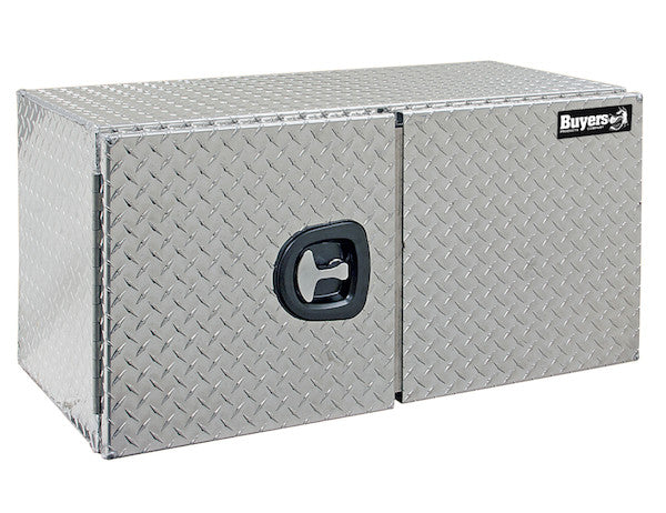 18x18x48 Inch Diamond Tread Aluminum Underbody Truck Box - Double Barn Door, 3-Point Compression Latch