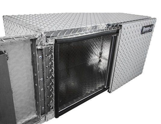 18x18x48 Inch Diamond Tread Aluminum Underbody Truck Box - Double Barn Door, 3-Point Compression Latch