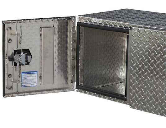 18x18x48 Inch Diamond Tread Aluminum Underbody Truck Box - Double Barn Door, 3-Point Compression Latch