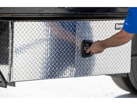 18x18x48 Inch Diamond Tread Aluminum Underbody Truck Box - Double Barn Door, 3-Point Compression Latch