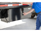 Load image into Gallery viewer, BLACK SMOOTH ALUMINUM UNDERBODY TRUCK TOOL BOX WITH BARN DOOR SERIES
