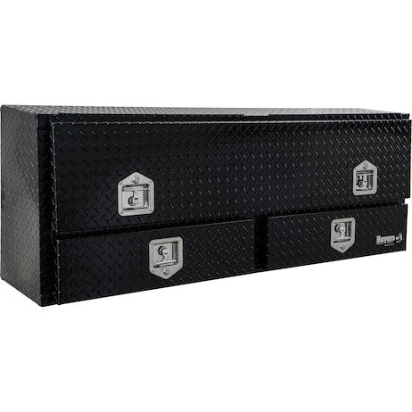 Load image into Gallery viewer, GLOSS BLACK DIAMOND TREAD ALUMINUM PICK-UP TRUCK CONTRACTOR WITH LOWER DRAWERS TOPSIDER TRUCK TOOL BOX SERIES
