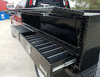 GLOSS BLACK DIAMOND TREAD ALUMINUM PICK-UP TRUCK CONTRACTOR WITH LOWER DRAWERS TOPSIDER TRUCK TOOL BOX SERIES