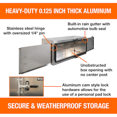 Load image into Gallery viewer, SMOOTH ALUMINUM BARN DOOR UNDERBODY TRUCK TOOL BOX SERIES WITH CAM LOCK ROD
