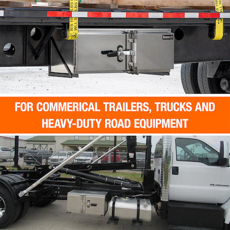 Load image into Gallery viewer, SMOOTH ALUMINUM BARN DOOR UNDERBODY TRUCK TOOL BOX SERIES WITH CAM LOCK ROD
