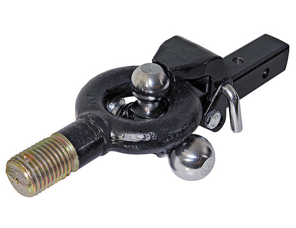 Load image into Gallery viewer, Tri-Ball Hitch Solid Shank With Pintle Hook And Chrome Balls
