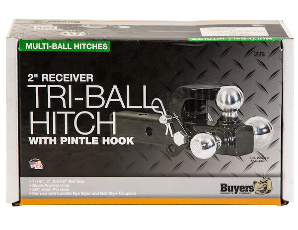 Load image into Gallery viewer, Tri-Ball Hitch Solid Shank With Pintle Hook And Chrome Balls
