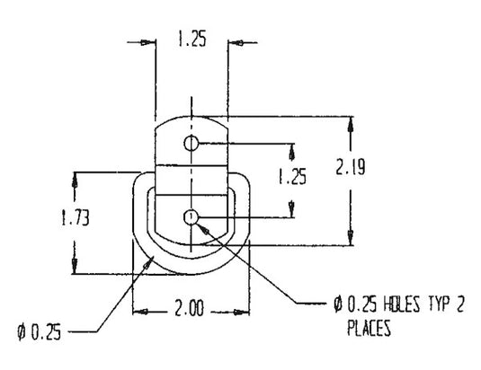 1/4 Inch Forged Light Duty Rope Ring With 2-Hole Mounting Bracket Zinc Plated