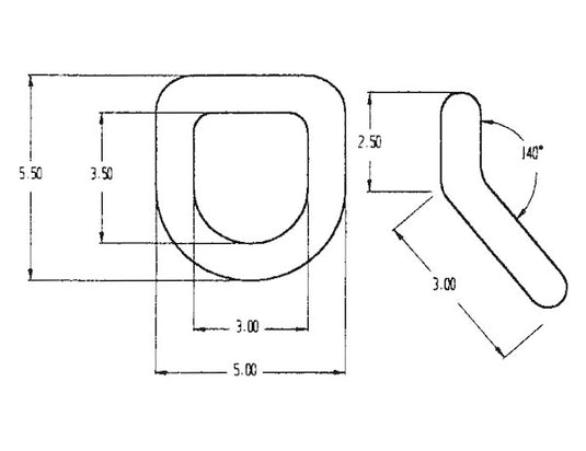 1 Inch Forged 55 Angled D-Ring with Weld-On Mounting Bracket