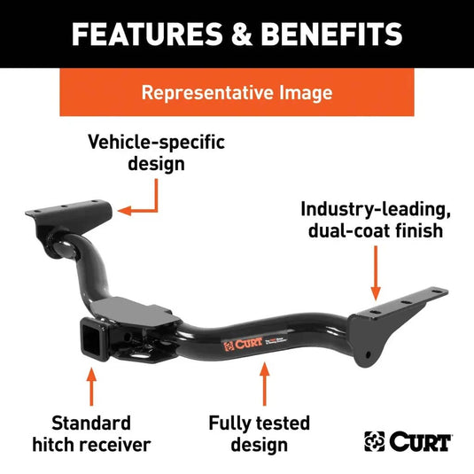 CURT Class 3 Hitch with 2-Inch Receiver — 2019-2026 Volvo EX40/XC40/XC40 Recharge - CUR-13611 - Absolute Autoguard