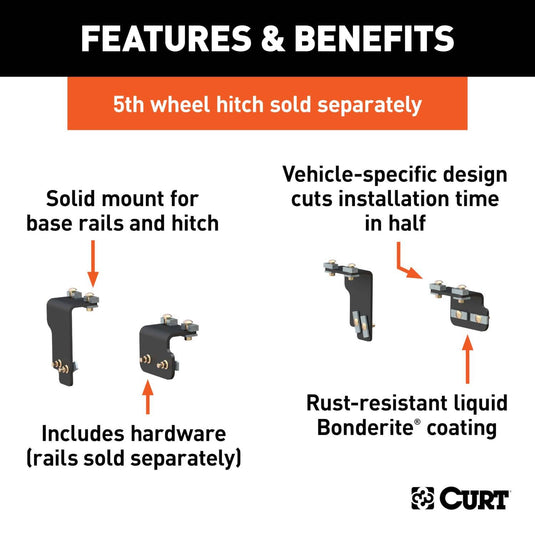 CURT Custom 5th Wheel Brackets (Drilling Required) - 2004-2015 & 2017-2024 Nissan Titan