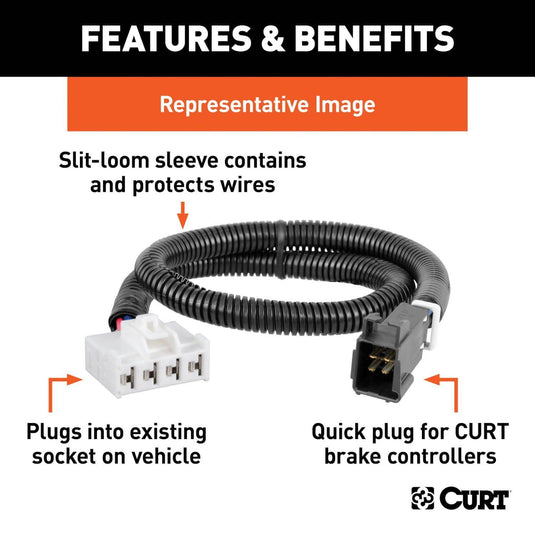CURT Trailer Brake Controller Harness - 2006-2014 & 2017-2026 Honda Ridgeline, 2009-2026 Honda Pilot, 2019-2026 Honda Passport, 2018-2022 Acura MDX