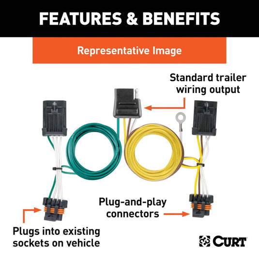CURT 4-Flat Custom Wiring — 2004-2010 Chevrolet & Pontiac - CUR-56013 - Absolute Autoguard