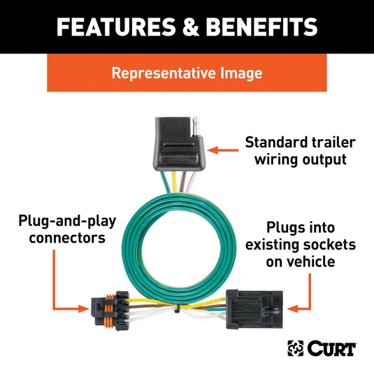 CURT 4-Flat Custom Wiring — 2005-2008 Multi-Vehicle - CUR-56077 - Absolute Autoguard