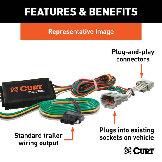 CURT 4-Flat Custom Wiring — 2014-2020 Mitsubishi Outlander - CUR-56189 - Absolute Autoguard
