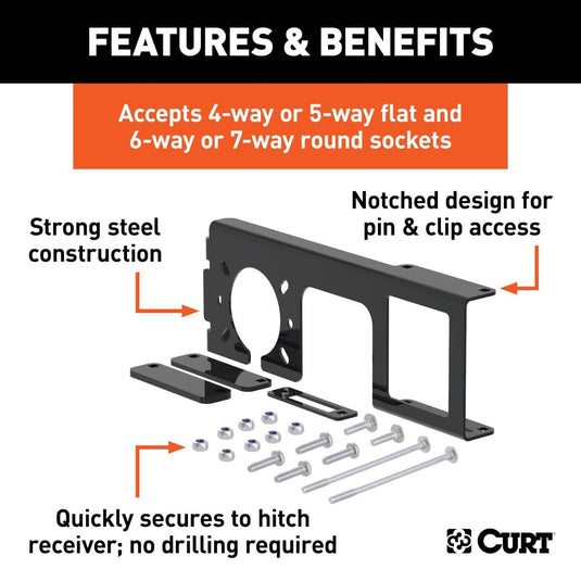 CURT Easy-Mount Wiring Bracket for 4 or 5-Flat & 6 or 7-Round (2