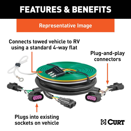 CURT Custom Towed-Vehicle RV Wiring Harness - 2012-2016 Honda CR-V