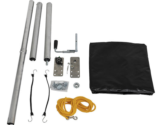Aluminum Tarp System with Round Axle and Solid Tarp (7 x 18 Foot)