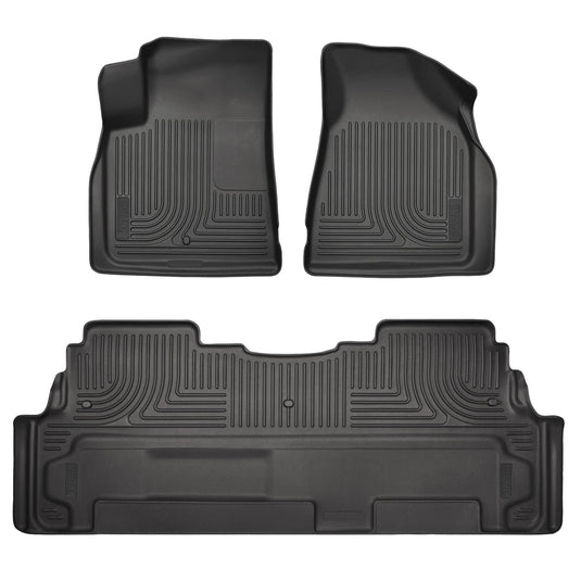 Husky Liners WeatherBeater Floor Liners, Front & 2nd Row, Black, With Second Row Bench - 2007-2010 Saturn Outlook, 2007-2016 GMC Acadia, 2008-2017 Buick Enclave, 2009-2017 Chevrolet Traverse & more