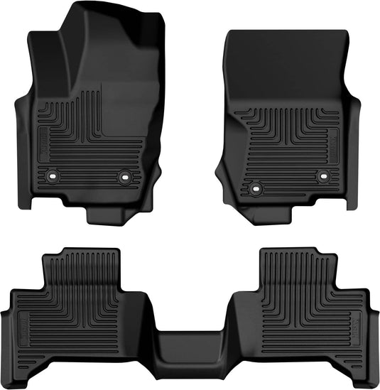 Husky Liners WeatherBeater Floor Liners, Front & 2nd Row, Black, With Cool Box Console (Land Cruiser) - 2024-2026 Lexus GX, Toyota Land Cruiser