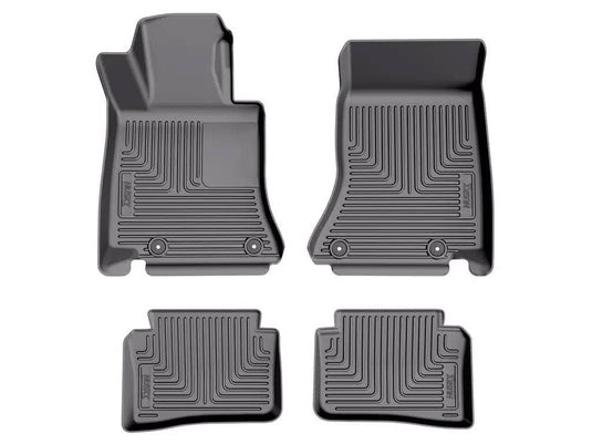 Husky Liners WeatherBeater Floor Liners, Front & 2nd Row, Black, C300 Sedan Only - 2022-2025 Mercedes-Benz C-Class