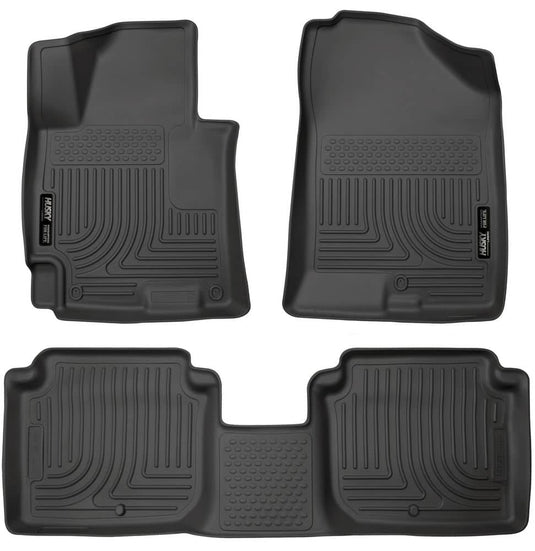 Husky Liners WeatherBeater Floor Liners, Front & 2nd Row, Black, Sedan - 2014-2016 Hyundai Elantra