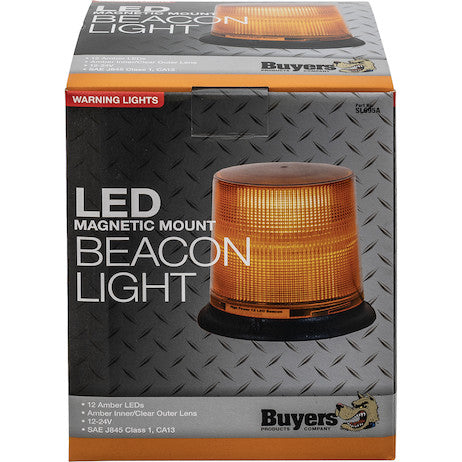 Load image into Gallery viewer, 6.5 Inch by 6.5 Inch Amber LED Beacon Light With Tall Lens (Magnetic Mount with 10 Foot Auxiliary Power Cord)
