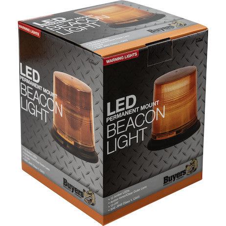 Load image into Gallery viewer, 6.5 Inch by 6.5 Inch Amber LED Beacon Light With Tall Lens (Permanent Mount with 12 Inch Blunt Cut Leads)
