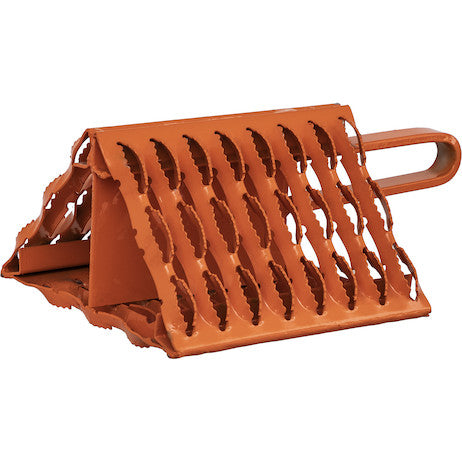 Orange Powder Coated Galvanized Serrated Wheel Chock with Handle 9x10x6 Inch