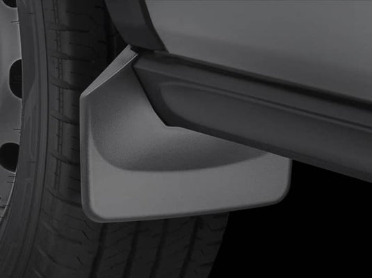 WEATHERTECH BLACK MOLDED CUSTOM FIT FRONT MUD FLAPS ; 14-24 TRANSIT (DOES NOT FIT MODELS WITH OEM WHEEL WELL LINERS)