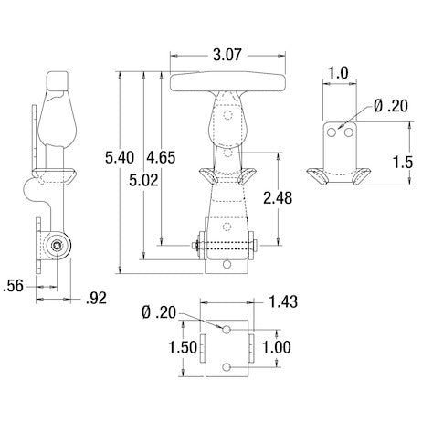 Load image into Gallery viewer, 4-7/8 Inch Easy Grip Rubber Hood Catch With U-Bracket
