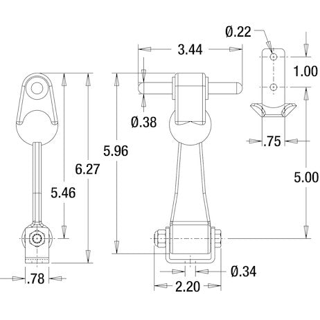Load image into Gallery viewer, 6 Inch Heavy-Duty Rubber Hood Catch - Includes Brackets and Pin-No Bumper
