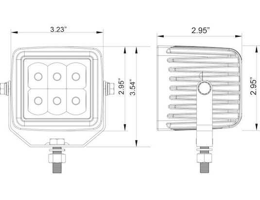 3 Inch Square LED Clear Flood Light - 1492137 - Buyers Products