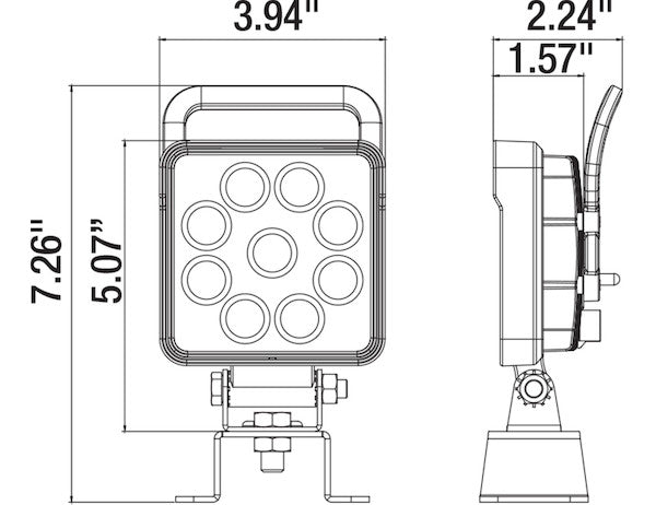 4 Inch Square LED Flood Light with Switch and Handle - 1492193 - Buyers Products