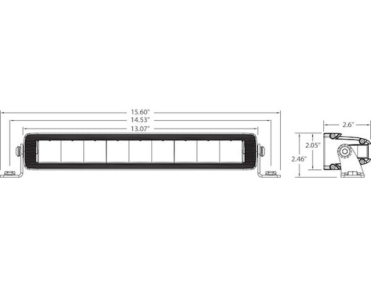 Edgeless Ultra Bright Combination Light Bar - Single Row, 13 Inch Width - 1492281 - Buyers Products