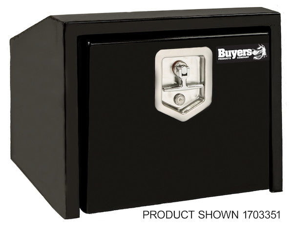 14/10.5x12x24 Inch Black Steel Underbody Truck Box With Slanted Back - 1703352 - Buyers Products