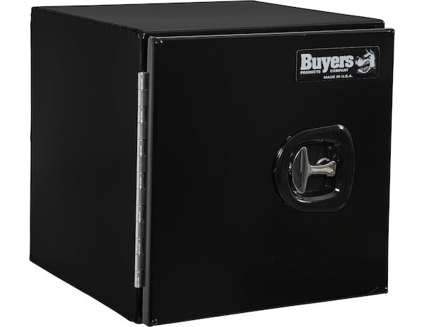 18x18x60 Inch Black Smooth Aluminum Underbody Truck Tool Box - Double Barn Door, 3-Point Compression Latch - 1705815 - Buyers Products