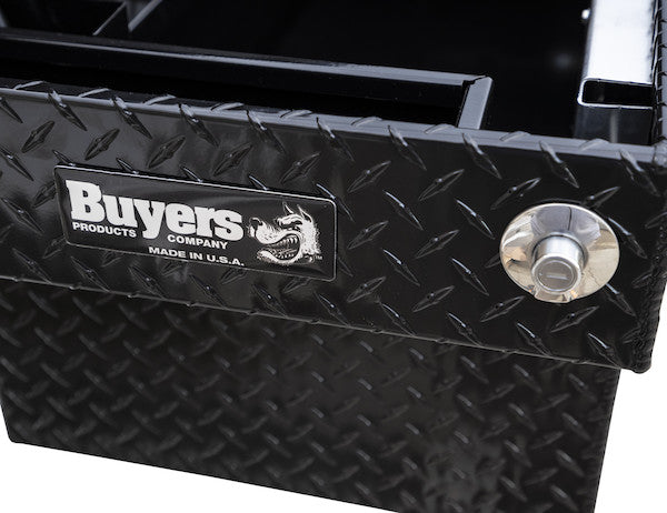Load image into Gallery viewer, 23x27x71 Inch Gloss Black Diamond Tread Aluminum Crossover Truck Box - 1729425 - Buyers Products
