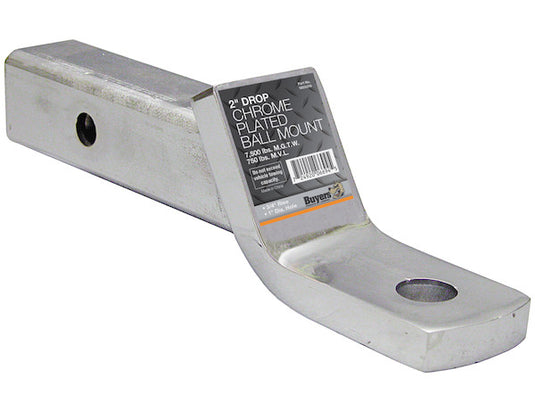 2 Inch Ball Mount With 2 Inch Drop x 8 Inch Long Tube Chrome - 1803006 - Buyers Products