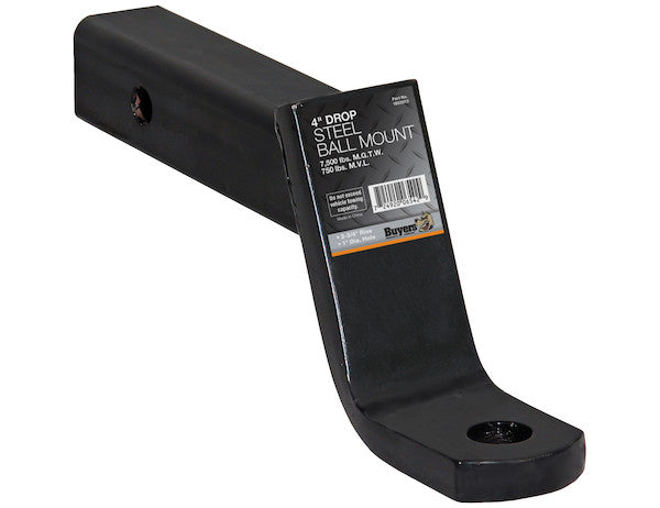 2 Inch Ball Mount With 4 Inch Drop x 10 Inch Long Tube Black - 1803013 - Buyers Products